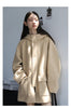 Women's Woolen Coat Loose Solid British Hooded Jackets Drawstring Mid-length Ladies Windbreaker Autumn Winter