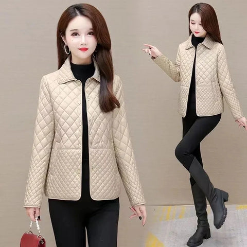 Autumn Winter Middle-aged Mother's Women Parkas Short Down Cotton Jacket Female Thin Loose Cotton Padded Parka Outwear