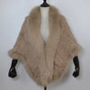 Women 100% Real Rabbit Fur Shawl Scarf With Fox Fur Collar Winter Warm Knitted Rabbit Fur Poncho Girls Party Accessories