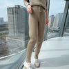 100% Mink Cashmere Knitted Feet Pants Women's Elastic Waist Slim Trousers Warm Joker Radish Pants Autumn Thick Leggings
