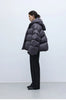 Stylish Silhouette 90% White Goose down Hooded down Jacket for Women, Curved Sleeve Puffer Coat, Thickened Outerwear, Winter Model