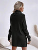Women's Autumn Winter Knit Dress Solid Color Loose Turtleneck Comfortable Sweater Style Gown
