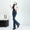 Winter Female Thin Snow Warm Plush Jeans Lady Chic Fleece Flared Pants Girls Korean High Waist Straight Leg Denim Trousers