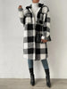 Winter Women's Long Coat Plaid Plush Lapel Pocket Button Cardigan Top Street Versatile Warm Jacket for Female