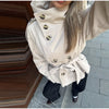 Women's Coats Jacket Double Breasted Belted Cropped Trench Coat Stand Collar Long Sleeve Casual Outerwear For Ladies