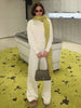 Women's Autumn Winter Knit Cardigan Pants Set Slim Fit Long Sleeve Long Trousers Simple Solid Color Sweater Suit