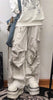 Women Off White Baggy Cargo Pants Vintage Harajuku Y2k Aesthetic Oversize Parachute Pants High Waist Wide Trousers 2000s Clothes
