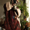 Women Corduroy Print Floral Parkas Red Winter Coats Warm Patchwork Wool Plus Cotton Women Loose Pullover Parkas