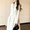 Spring Autumn Ladies Long Sleeves Maxi Dress European Women Casual Long Dresses Female V-neck Patchwork Dress