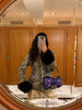 Women Leopard Print Stand Collar Waist Cinched Faux Fur Short Coat Fluffy Cuff Outerwear Winter Ladies Warm Furry Jacket