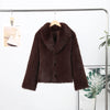 Retro Faux Fur Women Coat Urban Thicken Lapel Long Sleeve Single Breasted Female Outwear Autumn Winter Chic Lady Jacket