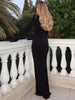 Elegant Vintage Dress Women Fall Flared Full Sleeve Metal Buckle Pleats Solid Casual Simple Skinny Long Bodycon
