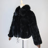 Lady 100% Natural Rex Rabbit Fur Coat Women Winter Thick Warm Real Rex Rabbit Fur Jacket With Quality Fox Fur Collar