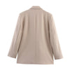 Women Lapel Loose Double Breasted Suit Jacket Solid Color Flip Pocket Long Sleeve Blazers Chic Office Lady Outfits