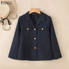 Women's Casual Lapel Neck Jackets 3/4 Sleeves Solid Color Button Up Lightweight Coats Spring Office Wear Woman Outerwear
