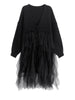 Women Black Big Size Knitting Mesh Irregular Sweater Dress V-Neck Long Sleeve Spring Autumn 1DH2366
