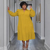 Plus Size Vintage Women Long Sleeve Turn-down Collar Long Sleeve Big Swing Loose Shirt Blouse Maxi Long Dress Autumn