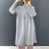 Lightweight Women's Pleated Trench Coat Autumn Chic Loose Single Breasted Stand Collar Long Windbreaker 2DB5549