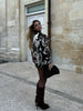 Women Cow Print Tassel Short Coat Casual Long Sleeve Lapel V-neck Single Breasted Jacket Lady Spring Autumn Outwear