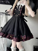 Japanese Kawaii Two Pieces Set Women Outfits Ruffled Patchwork Cute Bow Dress + Flare Sleeve Lolita Blouse Y2k Aesthetic JK Suit