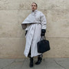Women's Long Jackets Detachable Shawl Lace Up Waist Cinching Padded Coats Winter Lady Full Sleeve Solid Loose Coat Outerwear