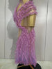 Sparkly Rhinestone Ruffled Mesh See-Through Long Dress Women Birthday Eveing Party Sexy Photo Shoot Nightclub Bar Stage Costume
