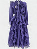 Solid Spliced Ruffles Folds Dresses for Women O Neck Long Sleeves High Waist Patchwork Lace Up Dress Female