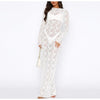 Lace Sheer Maxi Dress, Long-Sleeve Fitted Sexy Pattern Women's Dress, Vintage Birthday Party Evening Long Dresses