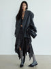 Women Gray Striped Shaped Big Size Elegant Blazer Lapel Long Sleeve Jacket Tide Spring Autumn 1DH7077