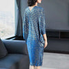 V Collar Pleats Batwing Sleeve Loose Dress For Women Print Clothing Vestido YE853