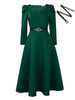 Autumn Stylish Women Evening Party Dress Long Puff Sleeve Elegant Pleated A-Line Gowns Birthday Wedding Celebrate Robes