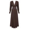 Dresses For Women Plunging V Neck High Waist Belt Long Sleeves Wedding Party Dress Brown Gowns