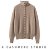 Autumn Women's Cardigan 100% Cashmere Knitted Sweater Chic Tops Female Causal Turtleneck Collar Loose Size Jacket Coat