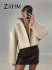 Solid Women's Jacket Stand-Collar Long-Sleeved Leather Grain Loose Female Jackets Autumn Lady Chic Streetwear