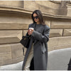Thin Retro Double-breasted Long Coats Women Casual Loose Woolen Maxi Coat Female Early Autumn Elegant Chic Streewear
