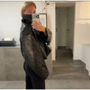 Elegant Stand Collar Pu Leather Jacket Women Full Sleeve Zippers Lady Short Jackets Autumn Chic Female Streetwear