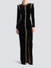 Solid Spliced Sequins Temperament Dresses for Women O Neck Long Sleeves Patchwork Bead Split Dress Female