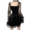Women's Bandeau Long-sleeved Solid Color Dark Gothic Sexy Lace Stitched Dress