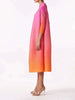 Pleated Dress Gradient Color Women Turtleneck Long Sleeves Pink Orange Dresses Female Clothing 2YA773b