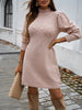 Autumn Women Sweater Dresses Pearls Round Neck Long Sleeve Hip Wrap Dress Winter Elegant Ladies Casual Solid Slim Fit Dress