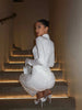 High Collar Long Sleeve Hip Wrap Women Maxi Dresses Solid Sheath Elegant Evening Party Outfits Bodycon Female