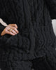 Two Piece Set Women Outfit Autumn Jacquard Textured Stand Collar Long Sleeve Zip Up Fuzzy Teddy Top & Casual Home Pants Set