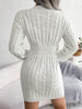V Neck Casual Short Knit Dress Autumn Winter Women Solid Long Sleeve Dress Lady Khaki Bodycon Knitted Dresses