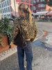 Retro Y2k Women Leopard Fleece Cropped Coat Stand Neck Oriental Frog Fastener Long Sleeve Fuzzy Fur Short Jacket Date Streetwear