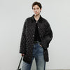 Women Cotton Jacket Winter Retro Diamond Grid Workwear Large Pocket Mid Length Jacket Brown