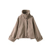Women Stand Collar Spring Woolen Coats Single Breasted Loose Female Long Sleeve Jacket Office Lady Street Short Coat