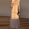 Spring Autumn Satin Long Dress Women Solid Flare Sleeve Lace Up Elegant Dresses Female Evening Party Clothes Ladies Vestido