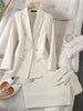 Office Ladies Pant Suit 2 Piece Sets Women Solid Double-breasted Business Work Wear Blazer Jacket and Trouser Female