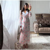 Printed Women Dress V Neck Long Sleeve Dress High Waist Chiffon Dress Single Breasted Tie Design Stylish Elegant Outfit