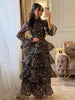 Flying Sleeve Ruffle Striped Slip Long Dress Women Elegant Square Collar Waist Cinching Pleat Party Dresses Chic Ladies Vestido